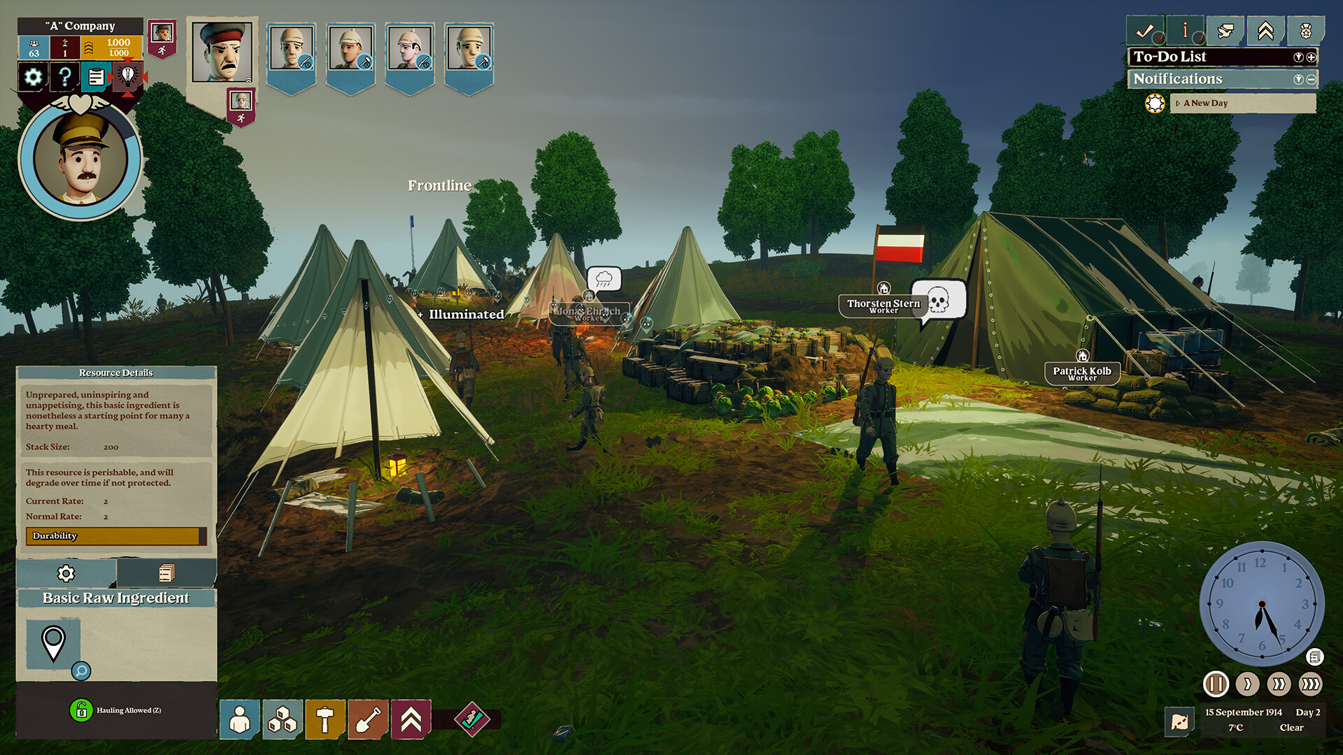 Dig-in — WW1 trench warfare colony sim, in-engine screenshot