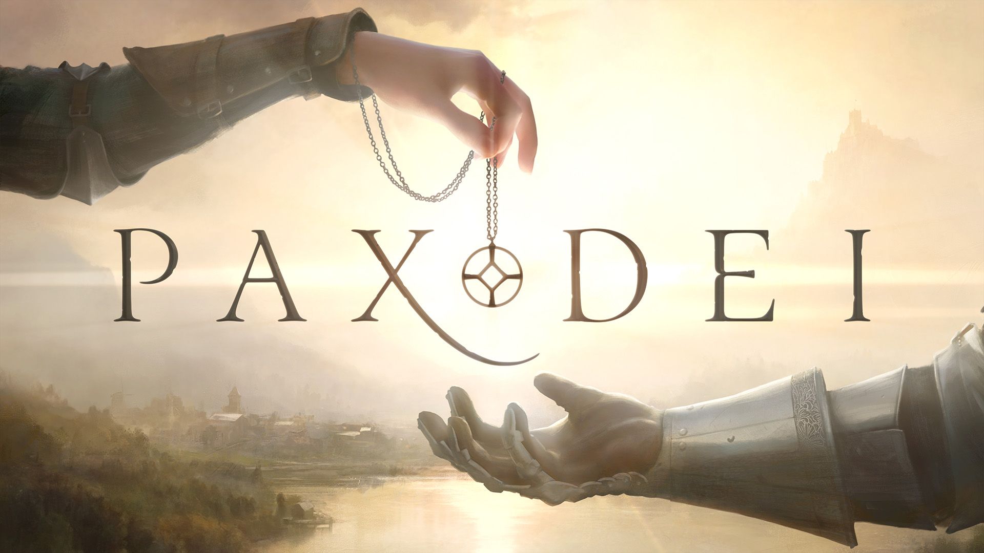 Pax Dei — characters in a misty fantasy valley